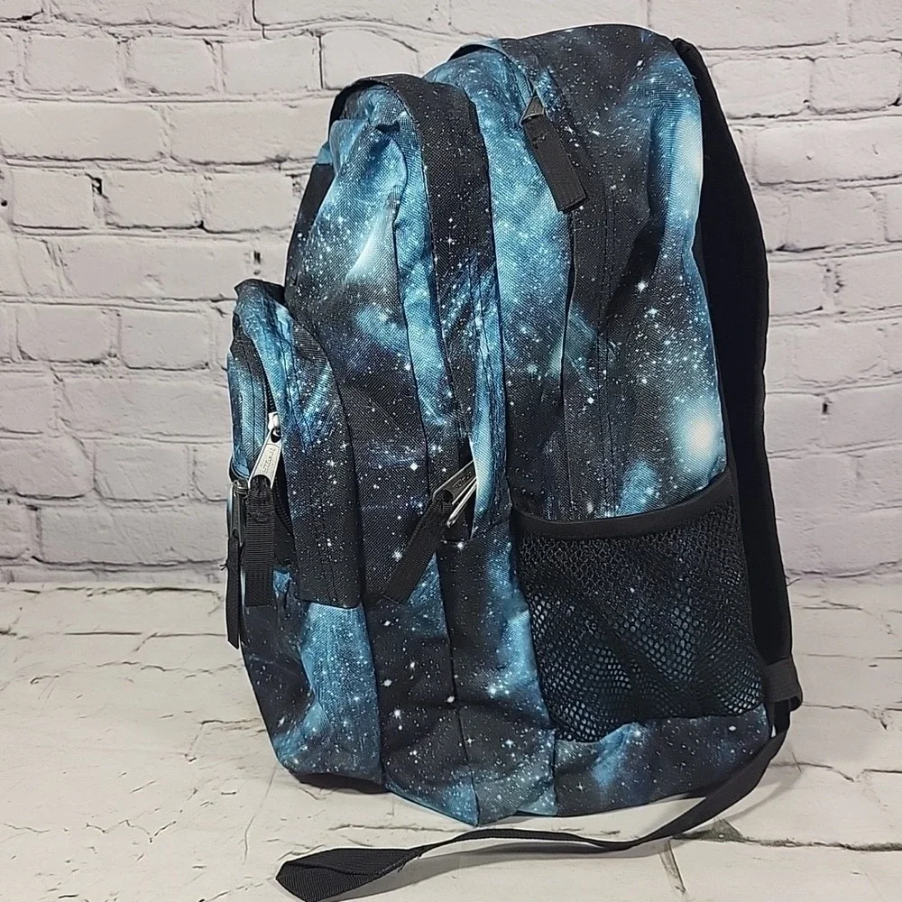 Jansport Trans Galaxy‎ Cosmic Backpack Large Blue Dual Pocket Laptop Book Bag